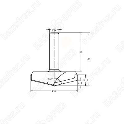 Фреза алмазная филёночная V образная TD-151 153° ROTIS 1516012.01