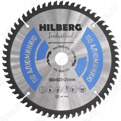 Диск пильный по алюминию Hilberg Industrial Алюминий HA180 (180*20*60T)