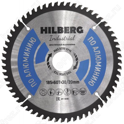 Диск пильный по алюминию Hilberg Industrial Алюминий HA185 (185*30/20*60T)