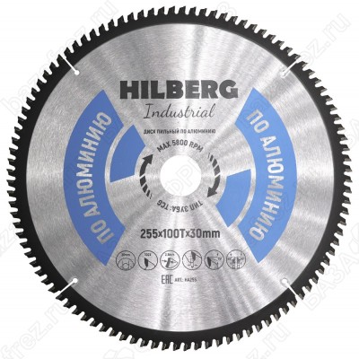 Диск пильный по алюминию Hilberg Industrial Алюминий HA255 (255*30*100T)