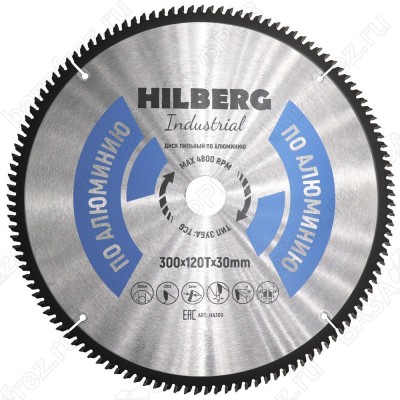 Диск пильный по алюминию Hilberg Industrial Алюминий HA300 (300*30*120T)
