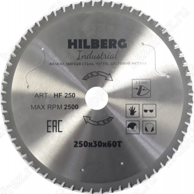 Диск пильный по металлу Hilberg Industrial Металл HF250 (250*30*60T)