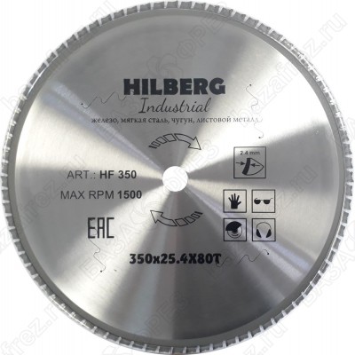 Диск пильный по металлу Hilberg Industrial Металл HF350 (350*25,4*80T)