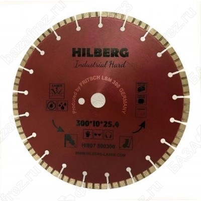 Диск алмазный по железобетону Hilberg Industrial Hard Laser HI807 300мм