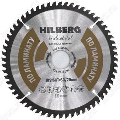 Диск пильный по ламинату Hilberg Industrial Ламинат HL185 (185*30/20*60T)