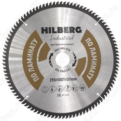 Диск пильный по ламинату Hilberg Industrial Ламинат HL255 (255*30*100T)
