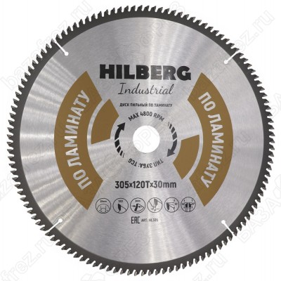 Диск пильный по ламинату Hilberg Industrial Ламинат HL305 (305*30*120T)