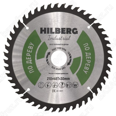 Диск пильный по дереву Hilberg Industrial Дерево HW211 (210*30*48T)