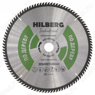 Диск пильный по дереву Hilberg Industrial Дерево HW307 (305*30*100T)