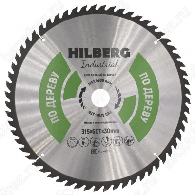 Диск пильный по дереву Hilberg Industrial Дерево HW315 (315*30*60T)