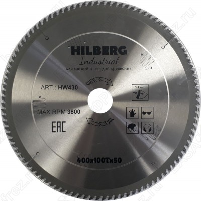 Диск пильный по дереву Hilberg Industrial Дерево HW430 (400*50*100T)