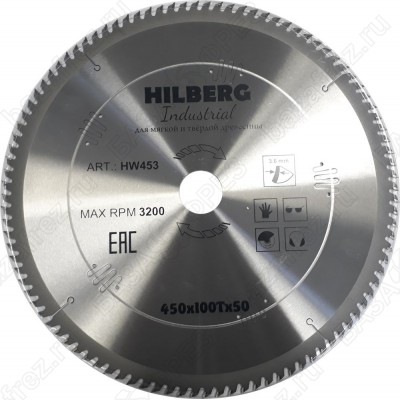Диск пильный по дереву Hilberg Industrial Дерево HW453 (450*50*100T)