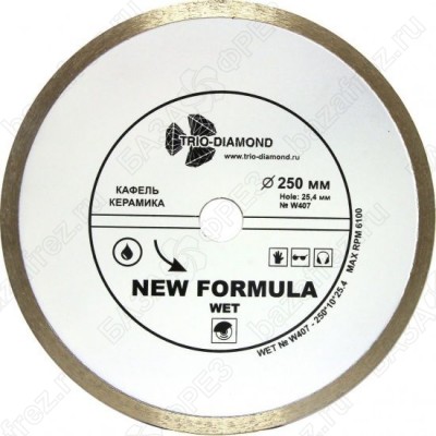 Диск алмазный по керамике Trio-Diamond New Formula Wet W407 250мм